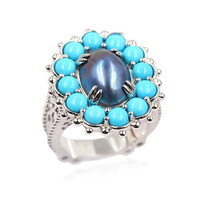 Zilveren ring met een Mabe parel (Dallas Prince Designs)