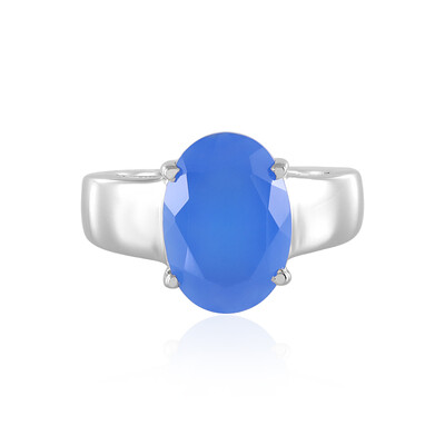 Zilveren ring met een Blauwe chalcedoon