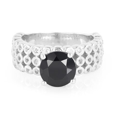 Zilveren ring met een zwarte spinel