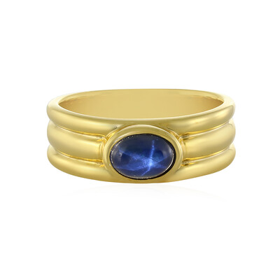 Zilveren ring met een blauwe ster saffier