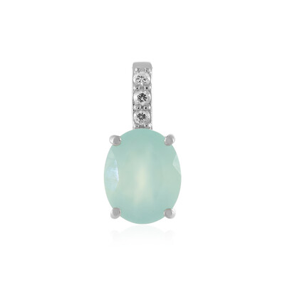 Zilveren hanger met een Aqua Chalcedoon