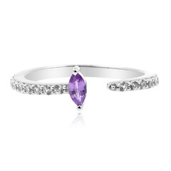 Zilveren ring met een Onverhitte Purper Saffier