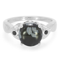 Zilveren ring met een sneeuwvlokken obsidiaan