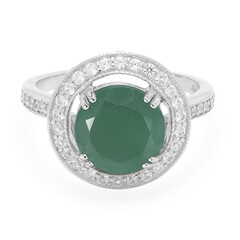 Zilveren ring met een groene chalcedoon