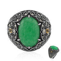 Zilveren ring met een groene agaat (Annette classic)