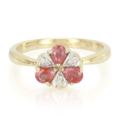 Gouden ring met Onverhitte Padparadscha Saffieren