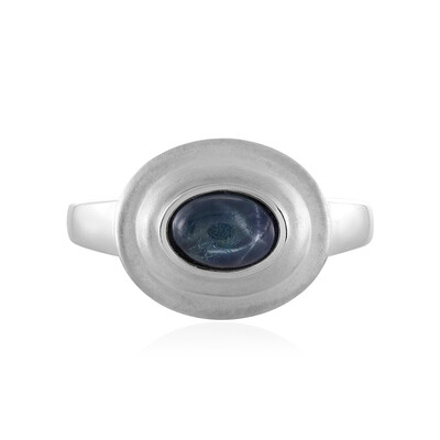 Zilveren ring met een blauwe ster saffier (MONOSONO COLLECTION)