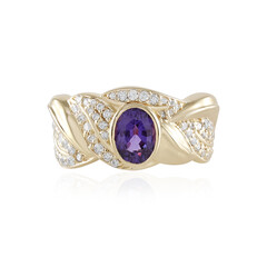 Gouden ring met een Onverhitte Purper Saffier (de Melo)