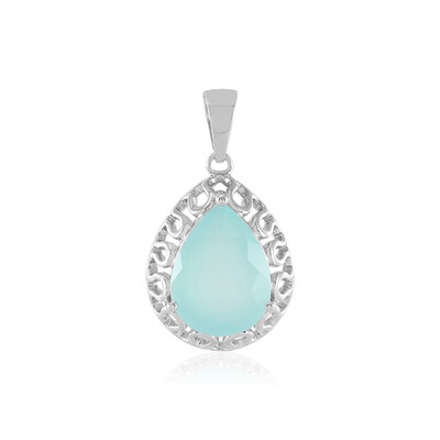 Zilveren hanger met een Aqua Chalcedoon