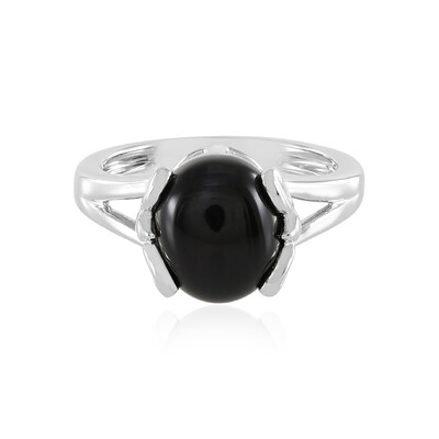 Zilveren ring met een zwarte onyx