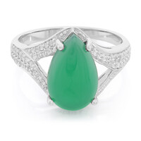 Zilveren ring met een groene chalcedoon