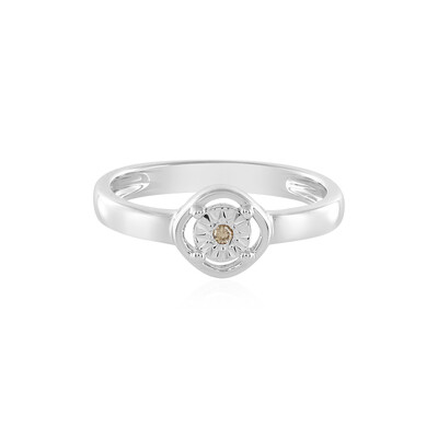 Zilveren ring met een I3 Champagne Diamant