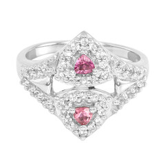 Zilveren ring met roze toermalijnen