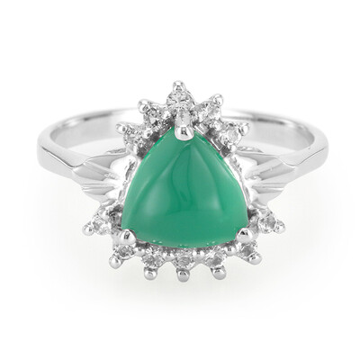 Zilveren ring met een groene chalcedoon