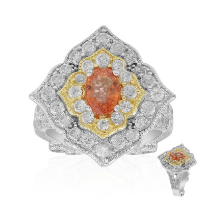 Zilveren ring met een Padparadscha saffier (Dallas Prince Designs)