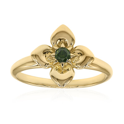 Gouden ring met een groene VS1 diamant (Annette)