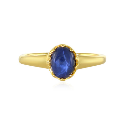 Zilveren ring met een blauwe ster saffier