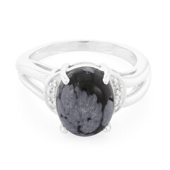 Zilveren ring met een sneeuwvlokken obsidiaan