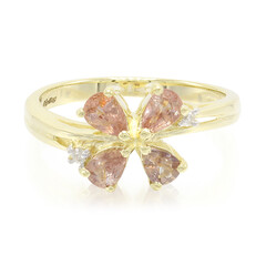 Gouden ring met Onverhitte Padparadscha Saffieren