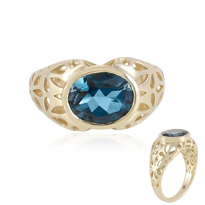 Gouden ring met een Londen-blauwe topaas (Ornaments by de Melo)