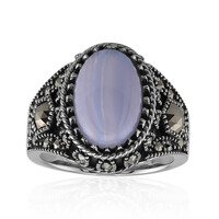 Zilveren ring met een blauwe kant agaat (Annette classic)