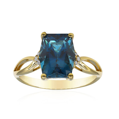 Gouden ring met een Londen-blauwe topaas