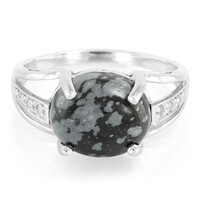 Zilveren ring met een sneeuwvlokken obsidiaan