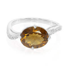 Zilveren ring met een cognac kwarts