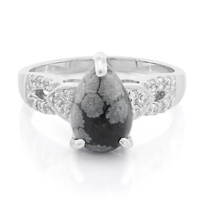 Zilveren ring met een sneeuwvlokken obsidiaan