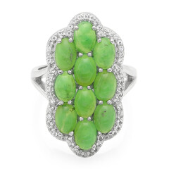 Zilveren ring met keizerlijke chrysopraasstenen