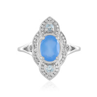 Zilveren ring met een Blauwe chalcedoon