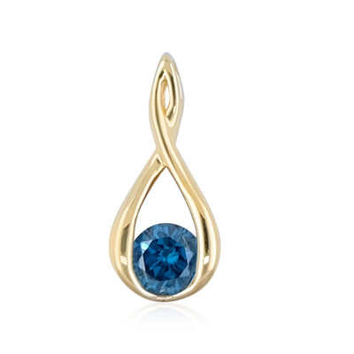 Gouden hanger met een blauwe SI2 diamant