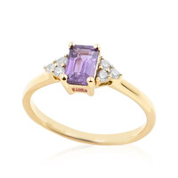 Gouden ring met een Onverhitte Purper Saffier