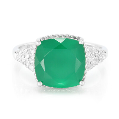 Zilveren ring met een groene chalcedoon