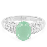 Zilveren ring met een groene chalcedoon