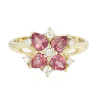 Gouden ring met Onverhitte Padparadscha Saffieren