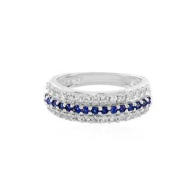 Zilveren ring met blauwe saffieren