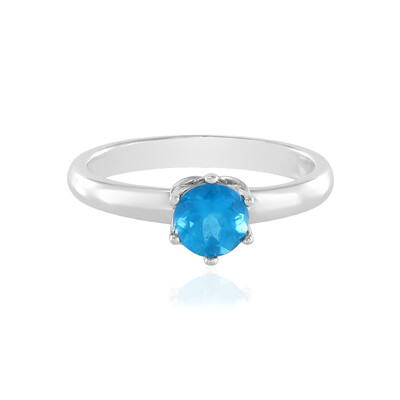 Zilveren ring met een neon blauwe apatiet