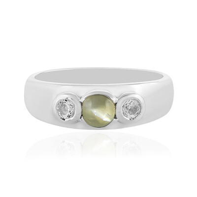 Zilveren ring met een kattenoog-chrysoberil