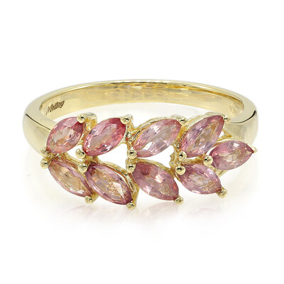 Gouden ring met Onverhitte Padparadscha Saffieren