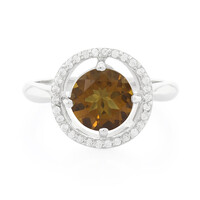 Zilveren ring met een cognac kwarts