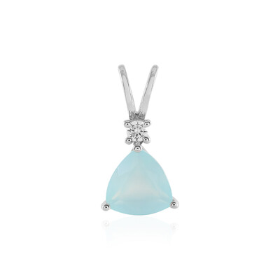 Zilveren hanger met een Aqua Chalcedoon