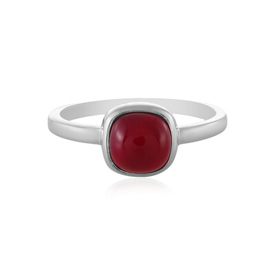 Zilveren ring met een framboos chalcedoon