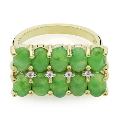 Zilveren ring met keizerlijke chrysopraasstenen