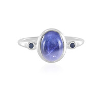 Zilveren ring met een blauwe ster saffier