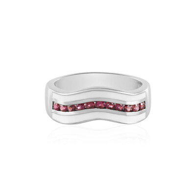 Zilveren ring met framboos rhodolieten (de Melo)