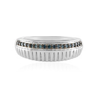 Zilveren ring met blauwe SI1 diamanten