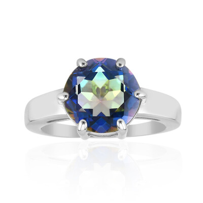 Zilveren ring met een blauwe mystieke kwarts